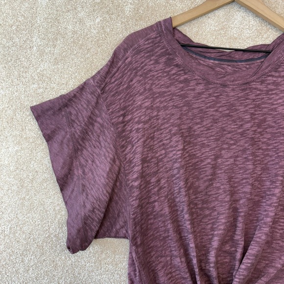 Anthropologie‎ Oversized Tee T-Shirt Size Small Purple Boxy Burnout Front Knot - Picture 2 of 7